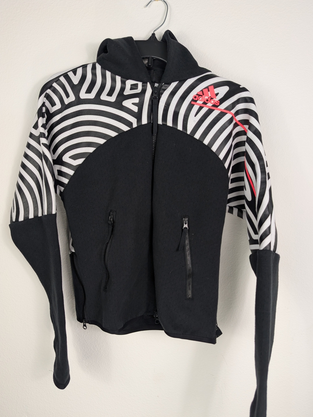 adidas Black & White Patterned Women's Zip Hoodie Jacket